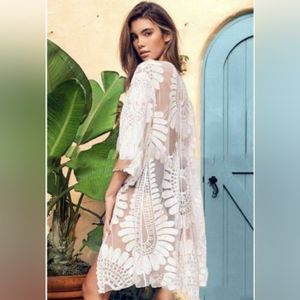 REBELION ~again~ White Lacey Beach Cover Up.                               NWT